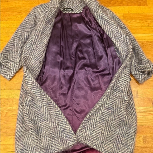 Chic Gray Herringbone Pea Coat - Picture 2 of 4